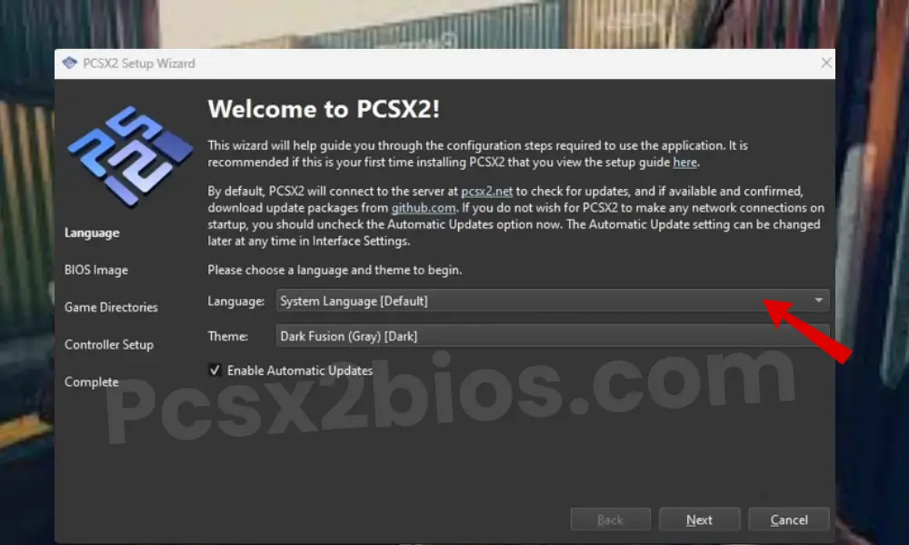 Install PS BIOS 2 - Select Language