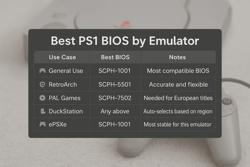 Easy PS1 BIOS Comparison for Your Emulator